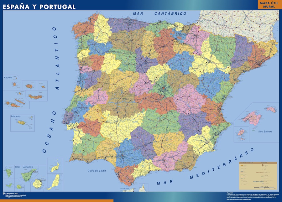 Mapa Portugal Espanha Peninsula Iberica 90 X 120 Cm